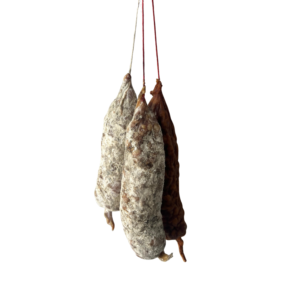 Lot de 3 saucissons artisanaux de Savoie : Fumé, Nature & Noisettes - Les Jacquemardes