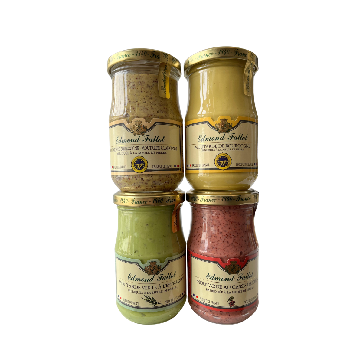 Lot de 4 Moutardes Artisanales de Bourgogne - Edmond Fallot
